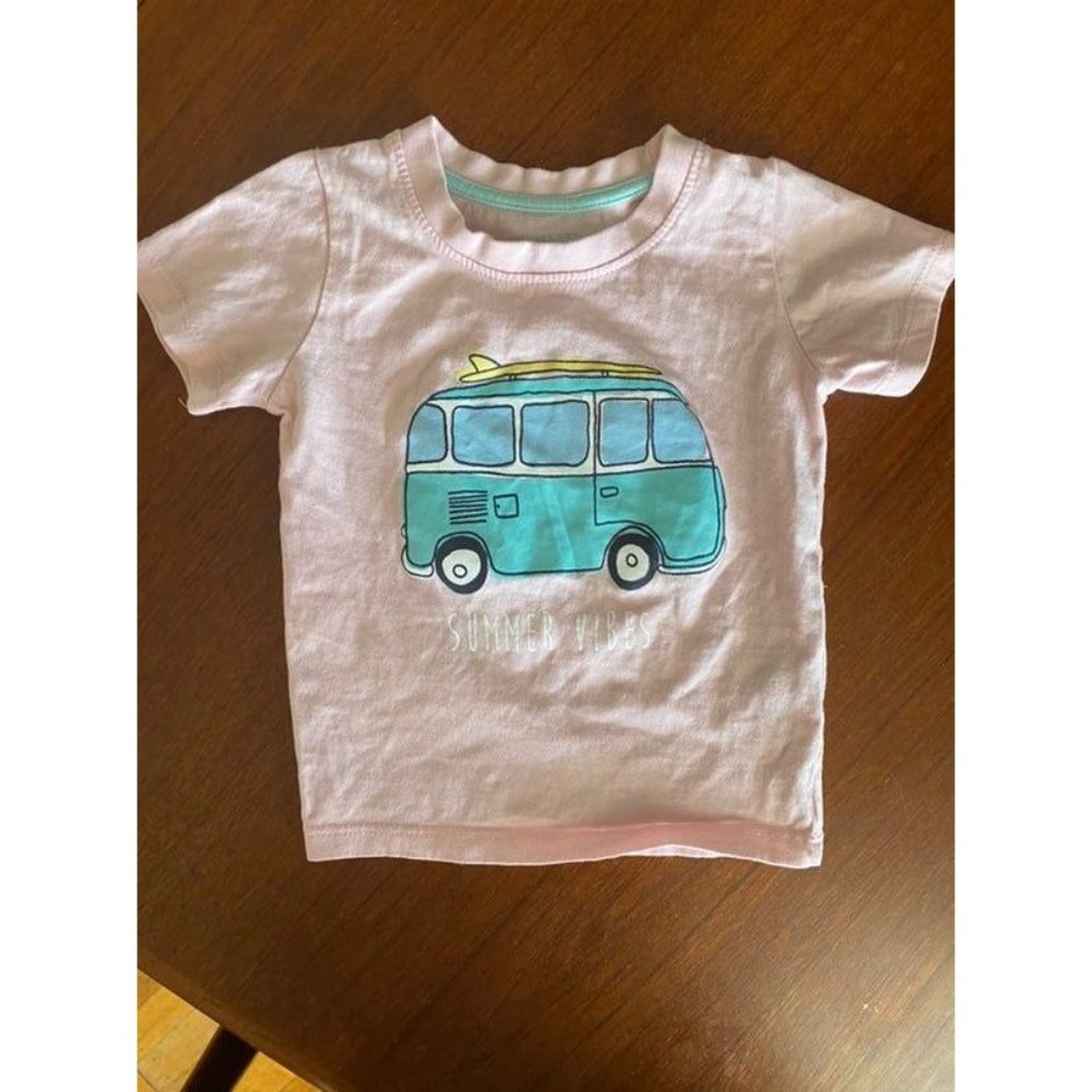 Pink "Summer Vibes" T Shirt Camper Van 12-18M